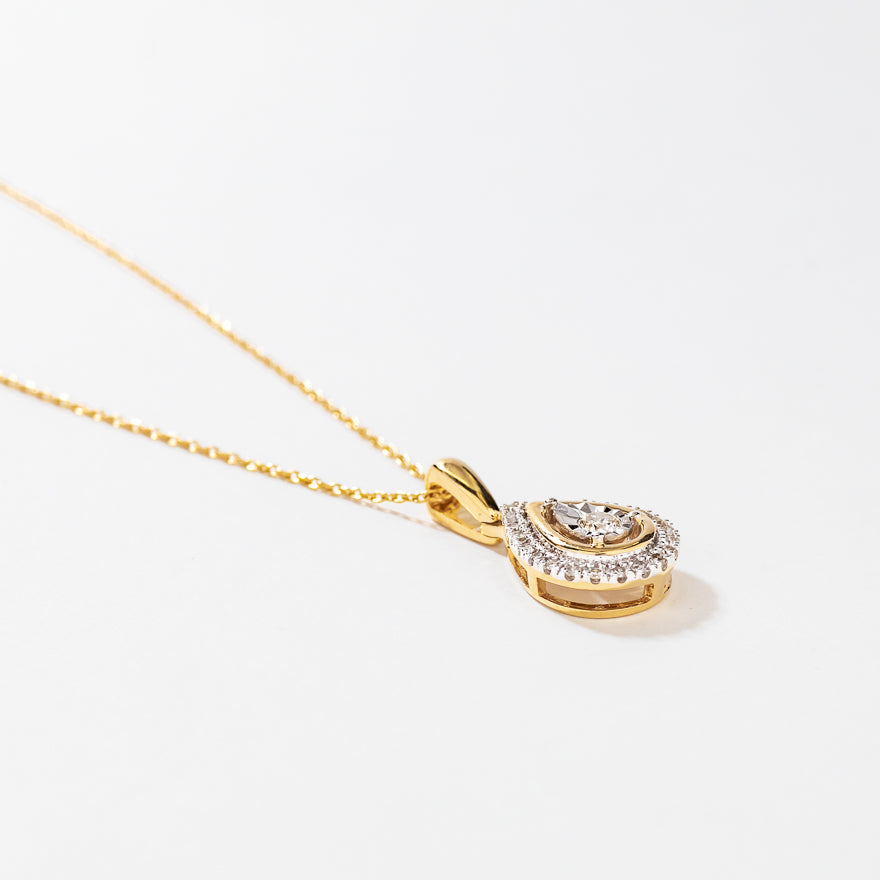 Miracle Mark Pear Shape Diamond Pendant Necklace in 10K Gold