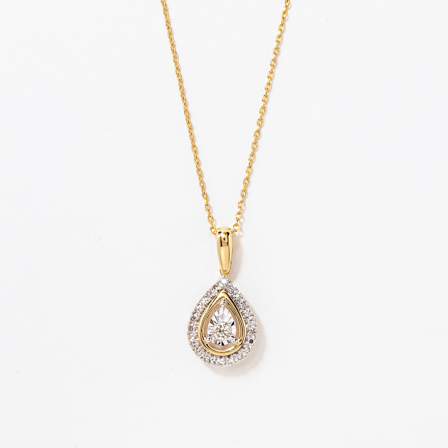 Miracle Mark Pear Shape Diamond Pendant Necklace in 10K Gold