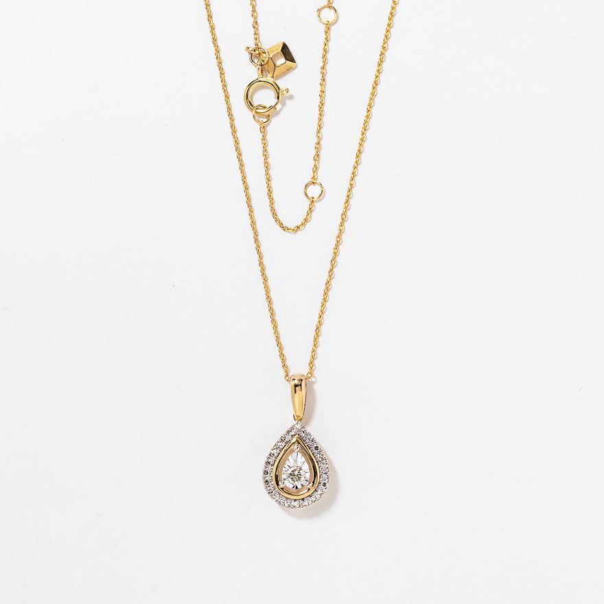 Miracle Mark Pear Shape Diamond Pendant Necklace in 10K Gold