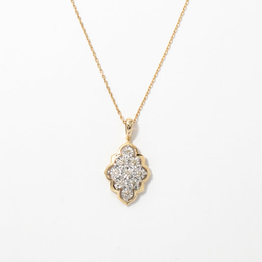 Diamond Cluster Necklace in 10K White and Yellow Gold (0.25 ct tw)