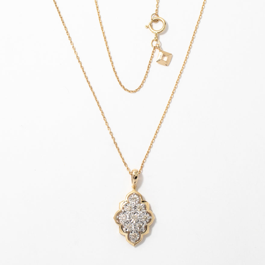 Diamond Cluster Necklace in 10K White and Yellow Gold (0.25 ct tw)