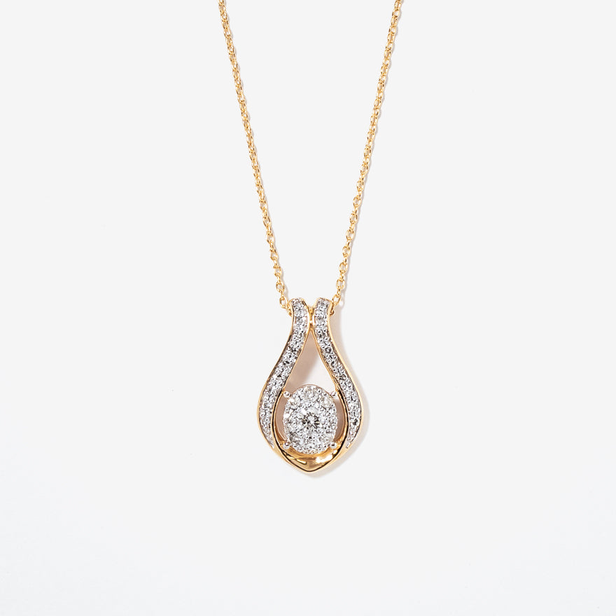 Diamond Cluster Necklace in 10K Yellow Gold (0.33 ct tw)