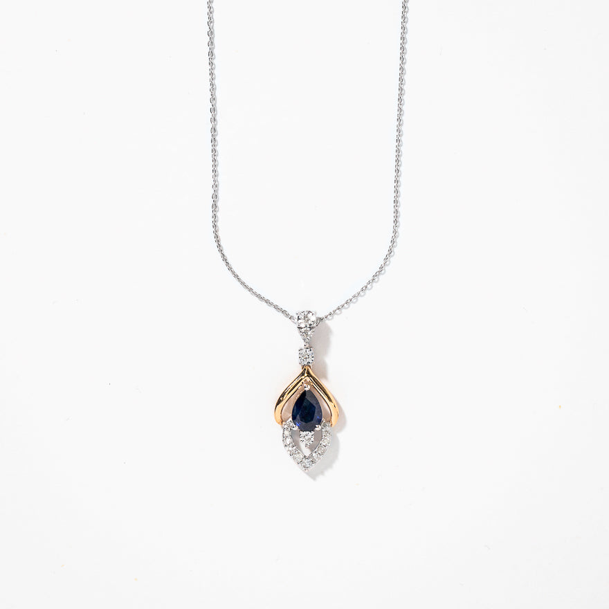 Sapphire Necklace in 10K White and Yellow Gold