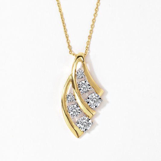 Diamond Cluster Necklace in 10K Yellow and White Gold (0.33 ct tw)