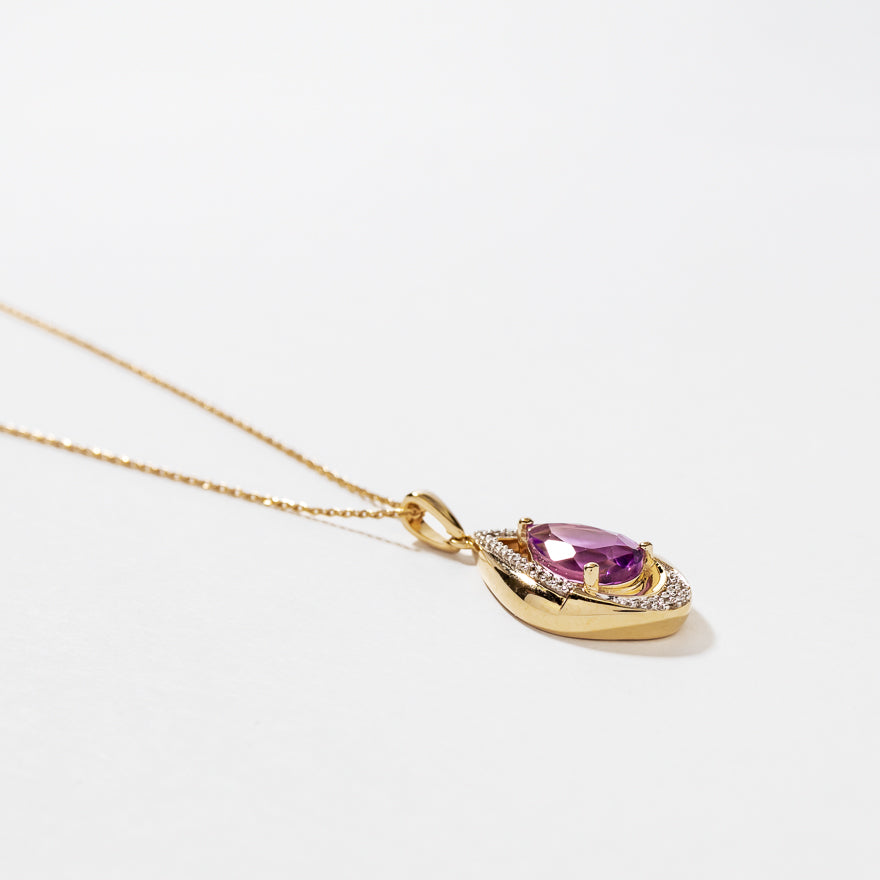 10K Amethyst Pendant in 10K Yellow Gold