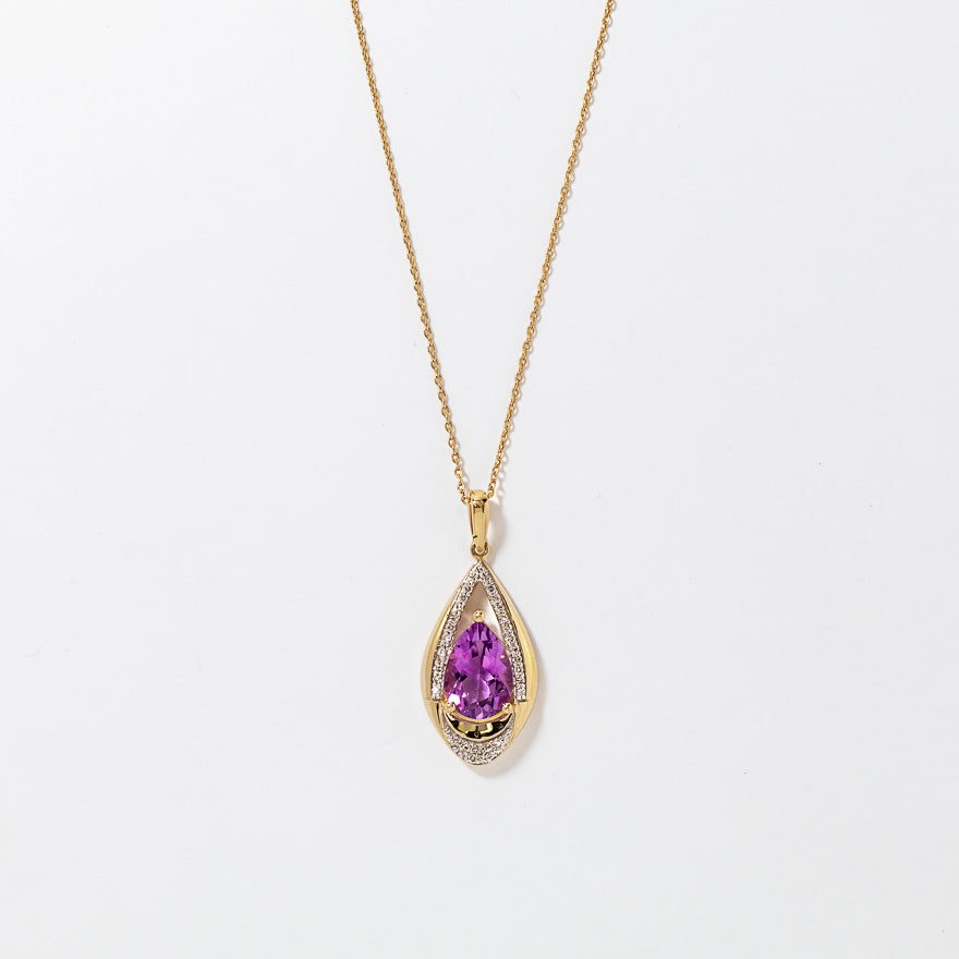 10K Amethyst Pendant in 10K Yellow Gold