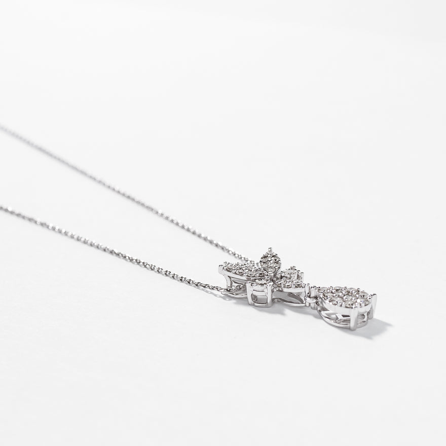 Diamond Cluster Necklace in 10K White Gold (0.50 ct tw)