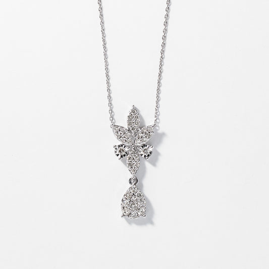 Diamond Cluster Necklace in 10K White Gold (0.50 ct tw)