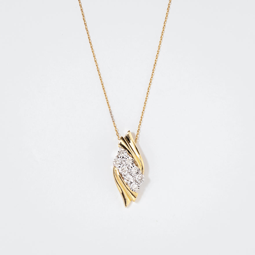 14K Yellow Gold Canadian Diamond Pendant Necklace in a Four Claw Setting  (0.15 ct tw)