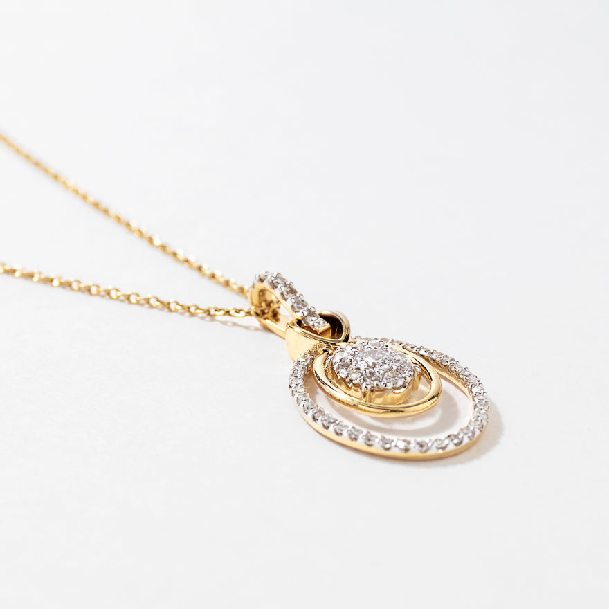 Diamond Cluster Necklace in 10K Yellow Gold (0.33 ct tw)