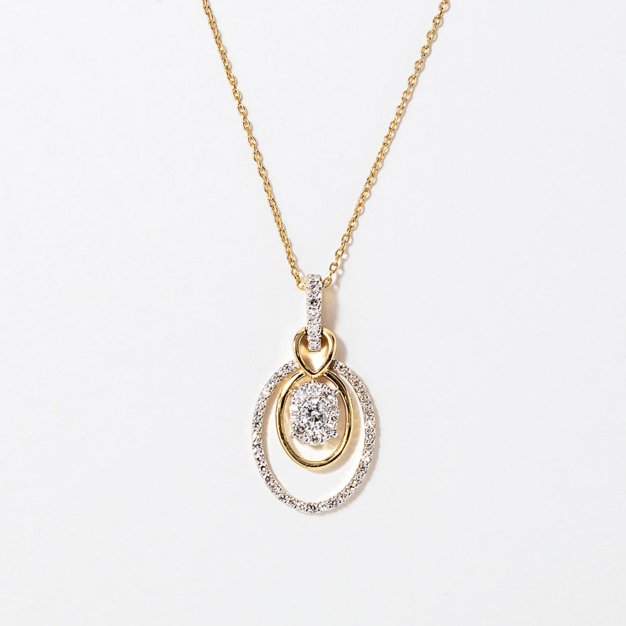 Diamond Cluster Necklace in 10K Yellow Gold (0.33 ct tw)