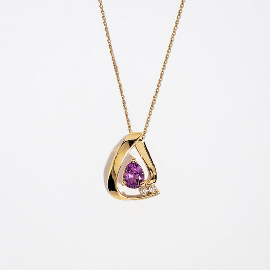 Amethyst Pendant with Diamond Accents in 10K Yellow Gold