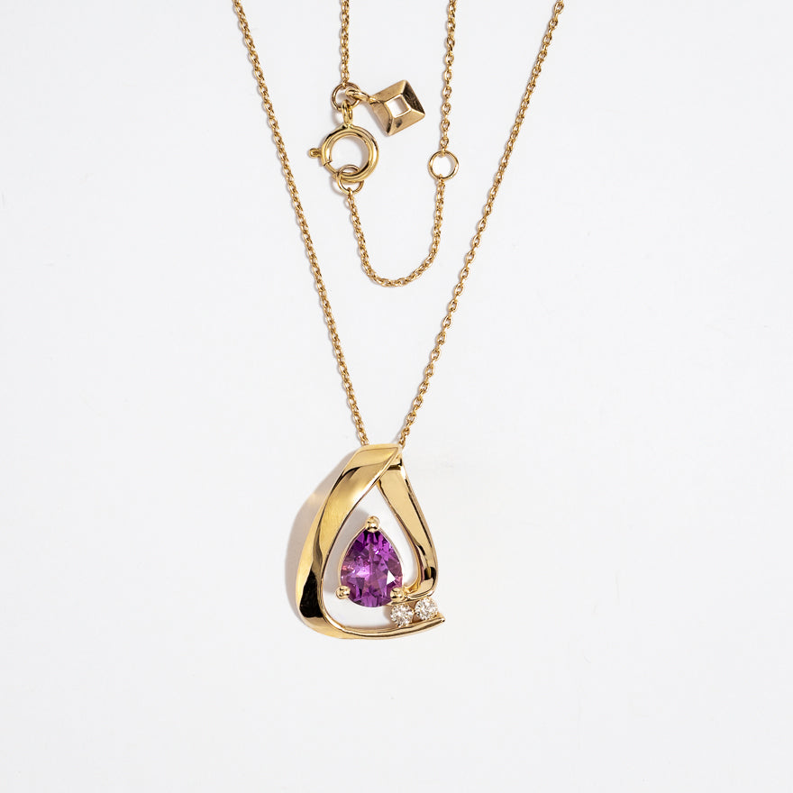 Amethyst Pendant with Diamond Accents in 10K Yellow Gold