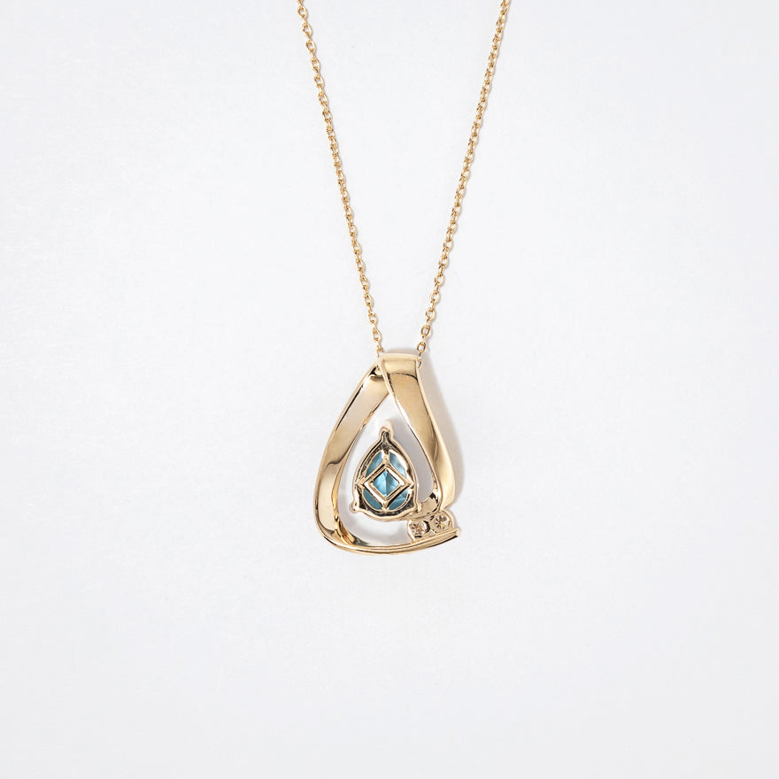 Pear Shape Blue Topaz Necklace in 10K Yellow Gold