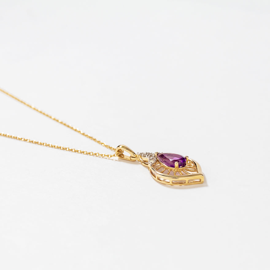 Amethyst Pendant in 10K Yellow Gold