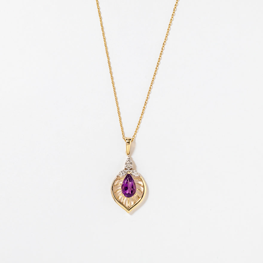 Amethyst Pendant in 10K Yellow Gold