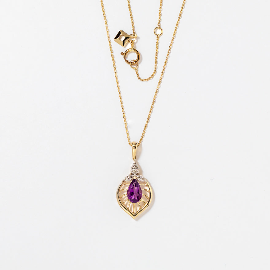 Amethyst Pendant in 10K Yellow Gold