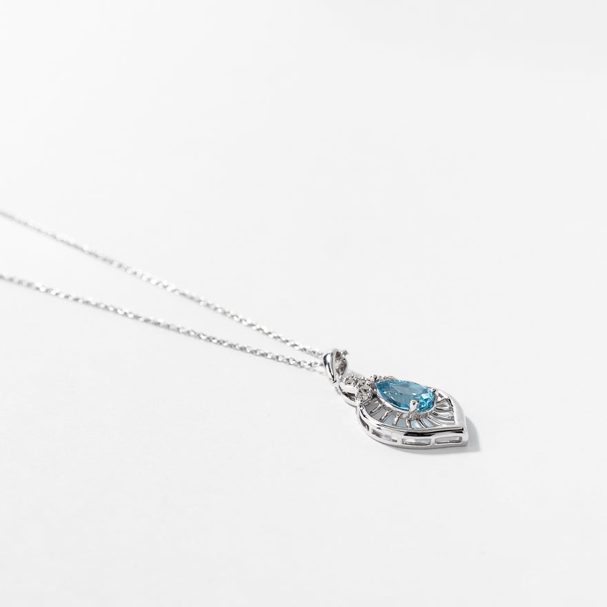 Blue Topaz Necklace in 10K White Gold