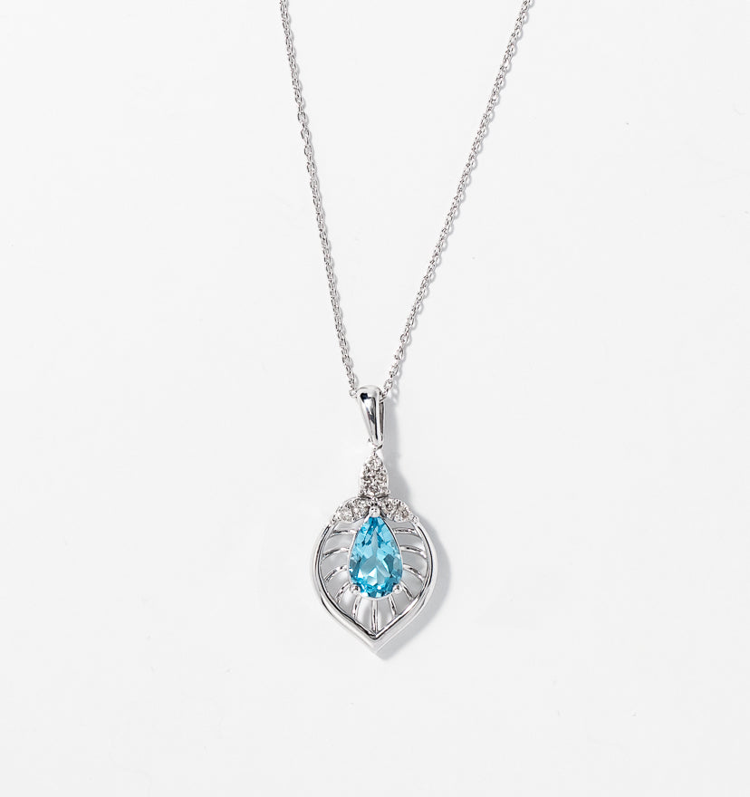 Blue Topaz Necklace in 10K White Gold