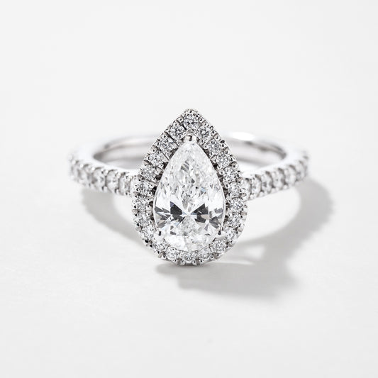 Pear Shape Diamond Engagement Ring in 14K White Gold (1.38 ct tw)