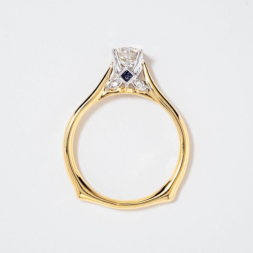 -Tara- Diamond Engagement Ring With Sapphire Accents in 14K Yellow Gold (0.52 ct tw)