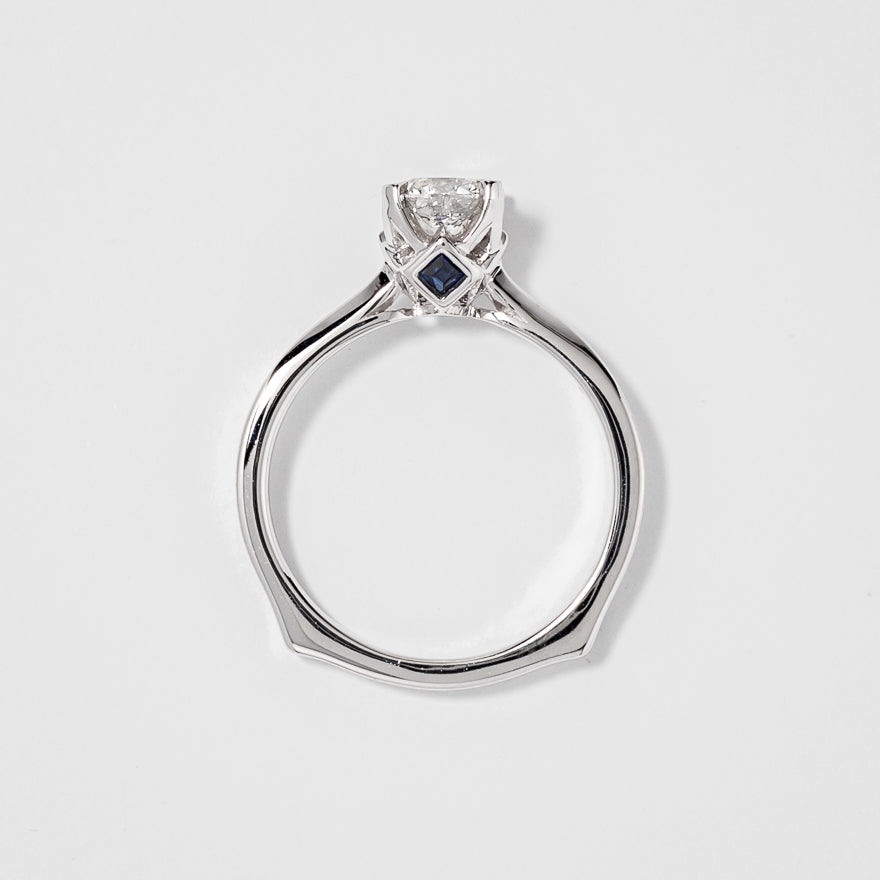 -Holly- Diamond Engagement Ring With Sapphire Accents in 14K White Gold (0.70 ct tw)
