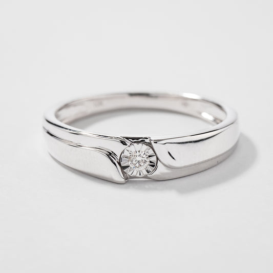 Gent's Wedding Band in 10K White Gold (0.03 ct tw)