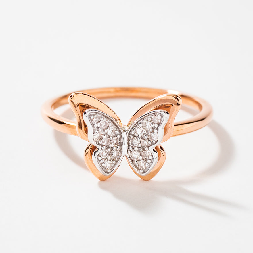 Butterfly Ring 10K Rose and White Gold (0.13 ct tw)