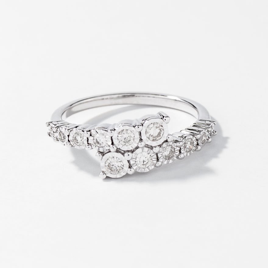 Diamond Cluster Ring 10K White Gold (0.30 ct tw)