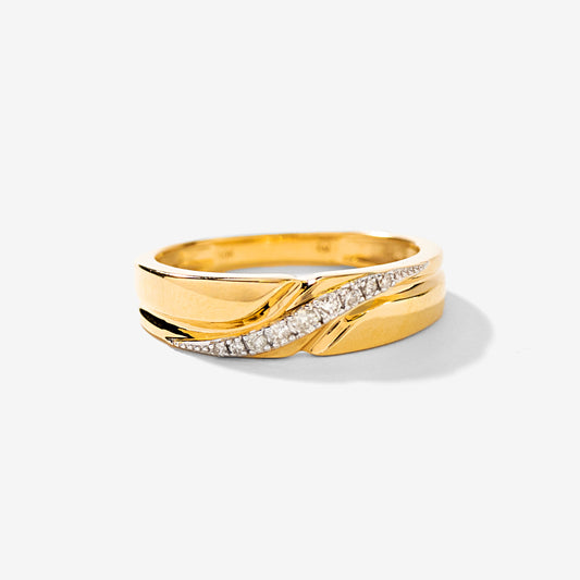 Men's Diamond Wedding Band in 10K Yellow Gold (0.10 ct tw)