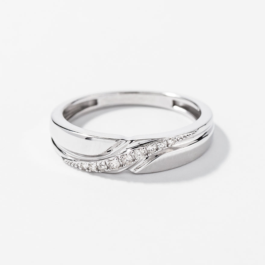 Ladies Diamond Wedding Band in 10K White Gold (0.06 ct tw)