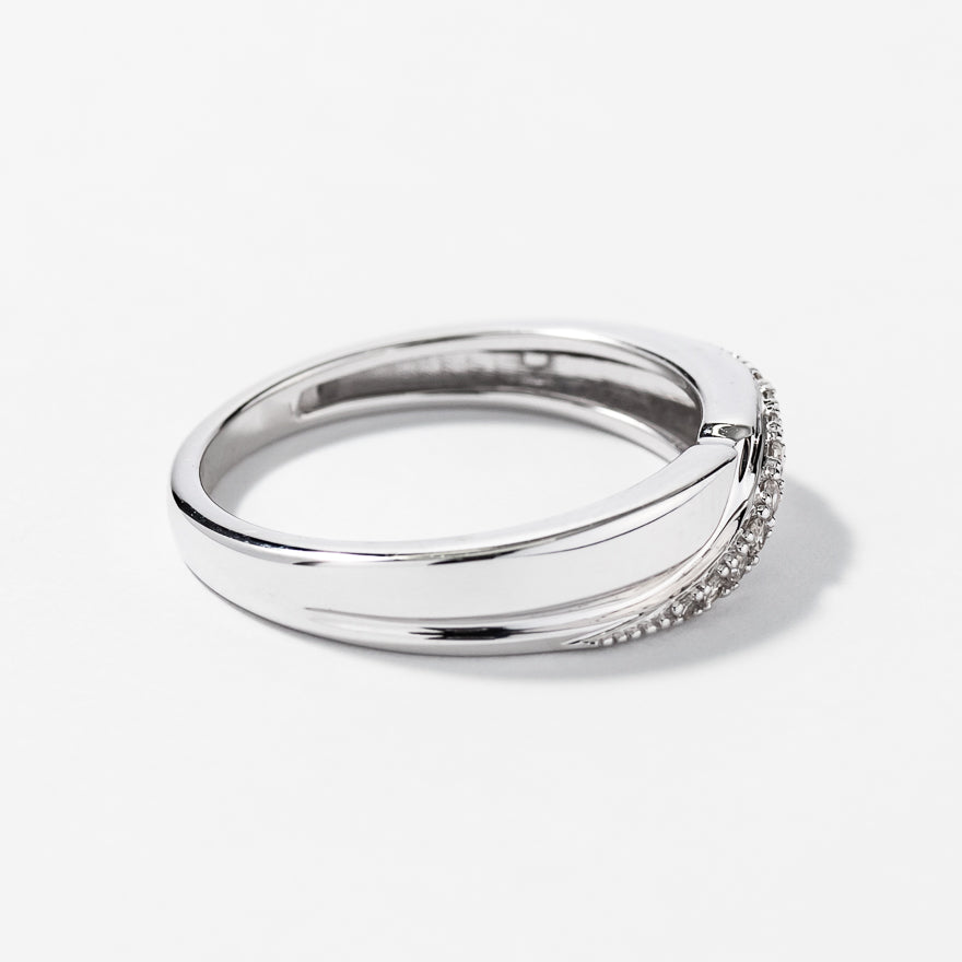 Ladies Diamond Wedding Band in 10K White Gold (0.06 ct tw)