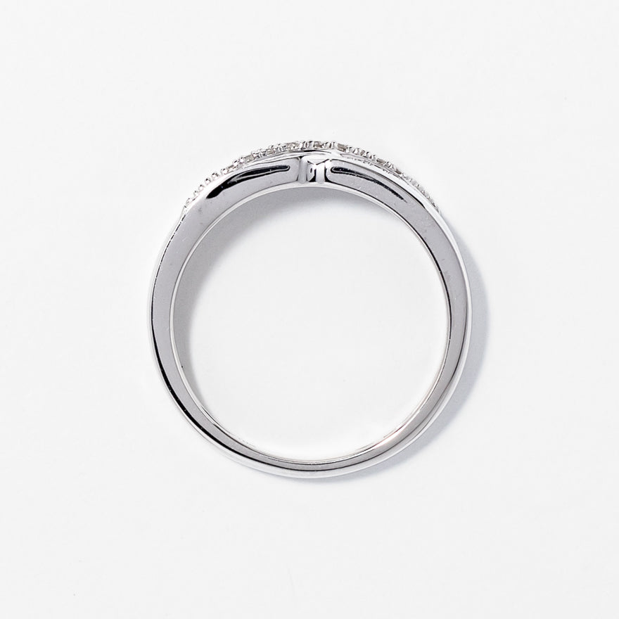 Ladies Diamond Wedding Band in 10K White Gold (0.06 ct tw)