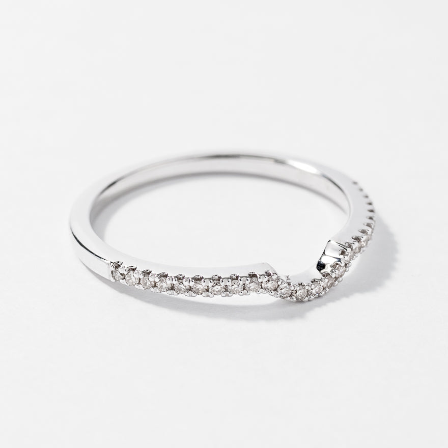 U Shape Matching Wedding Band in 14K White Gold (0.13 ct tw)