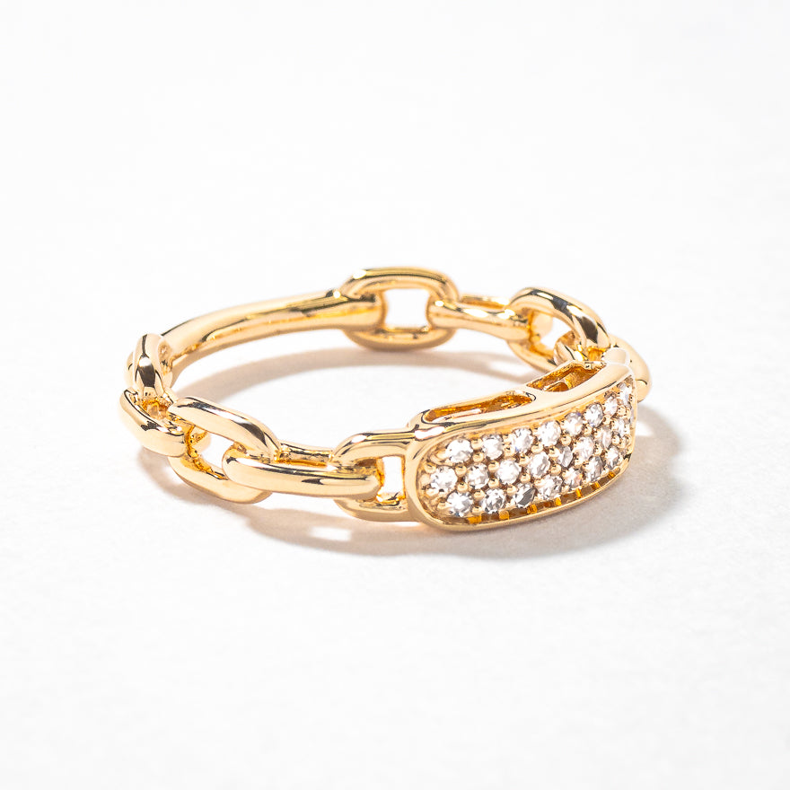 Diamond Chain Link Ring in 10K Yellow Gold (0.20 ct tw)