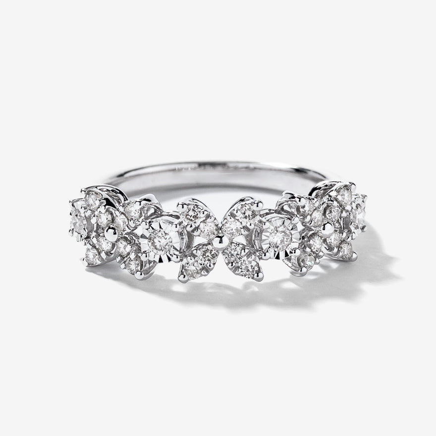 Diamond Petal Cluster Ring in 10K White Gold (0.40 ct tw)