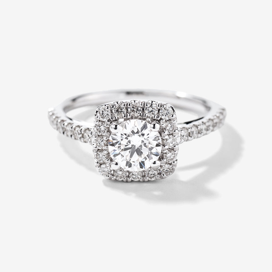 14K White Gold Halo Diamond Engagement Ring  (1.20 ct tw)