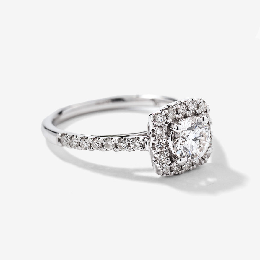 14K White Gold Halo Diamond Engagement Ring  (1.20 ct tw)