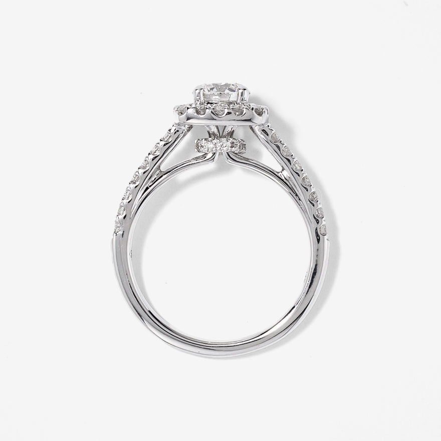 14K White Gold Halo Diamond Engagement Ring  (1.20 ct tw)