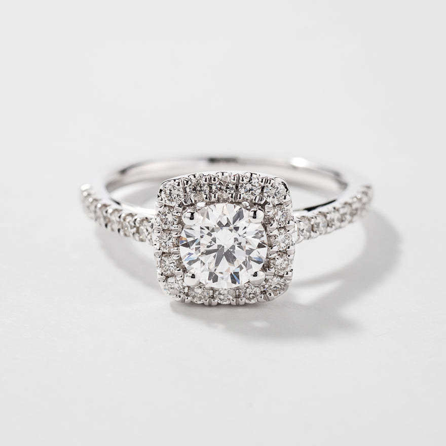 14K White Gold Halo Diamond Engagement Ring  (1.20 ct tw)