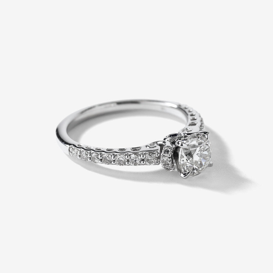 Diamond Engagement Ring With Sapphire Accents in 14K White Gold (1.22 ct tw)