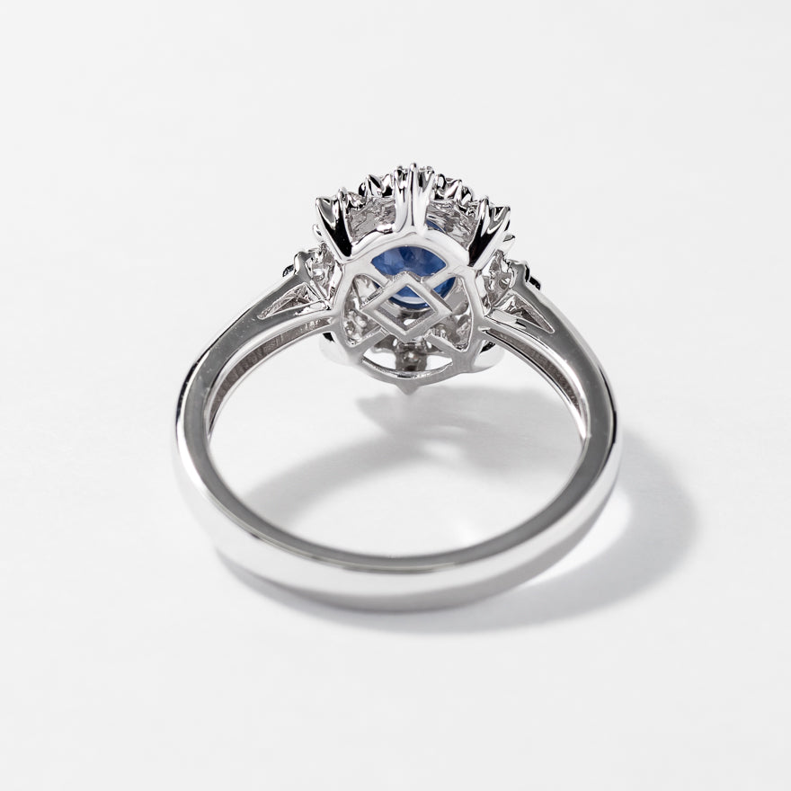 Sapphire Ring with Diamond Accents in 10K White Gold
