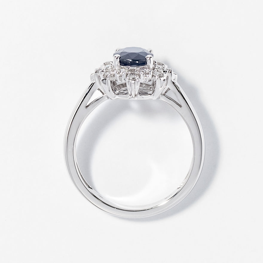 Sapphire Ring with Diamond Accents 10K White Gold