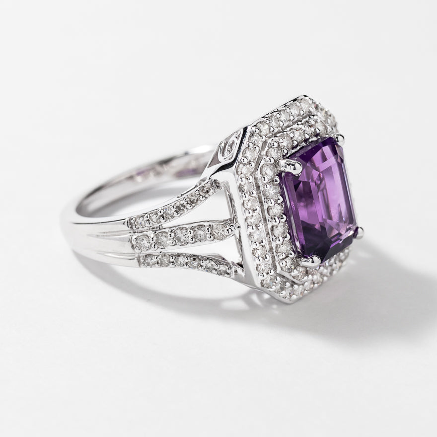 Amethyst Ring 10K White Gold