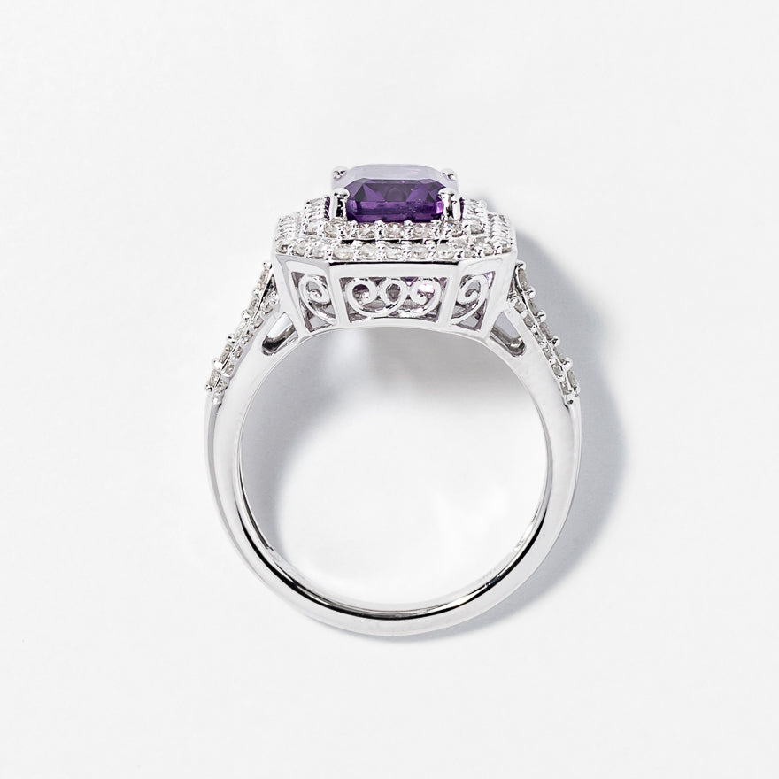 Amethyst Ring 10K White Gold