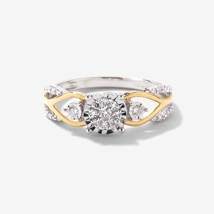 Diamond Cluster Ring 10K Yellow and White Gold (0.25 ct tw)