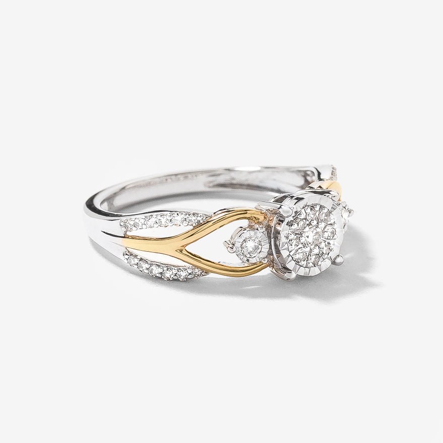 Diamond Cluster Ring in 10K Yellow and White Gold (0.25 ct tw)