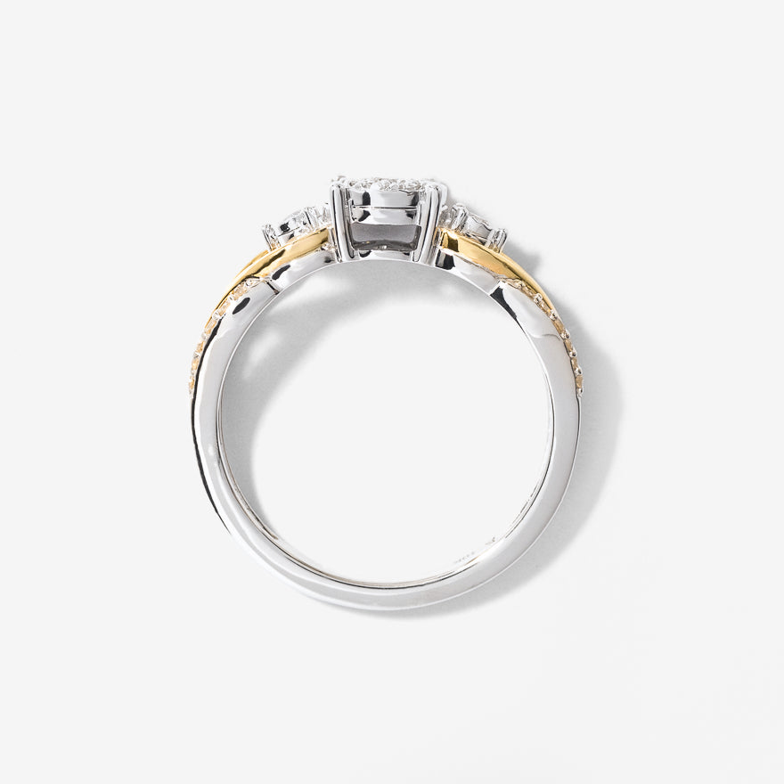 Diamond Cluster Ring in 10K Yellow and White Gold (0.25 ct tw)