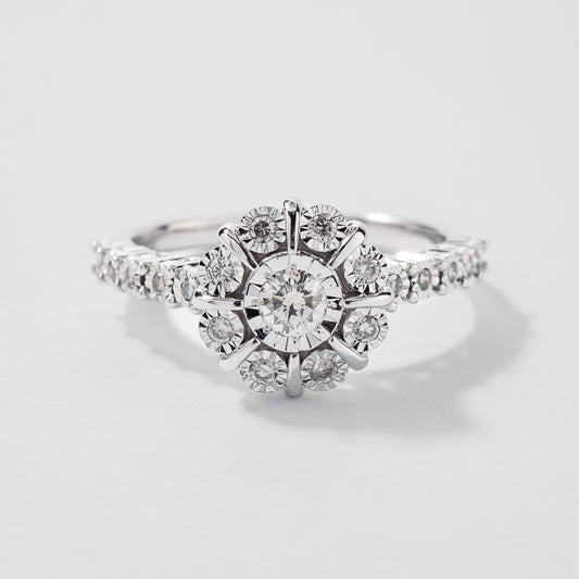 Diamond Cluster Ring in 10K White Gold (0.35 ct tw)