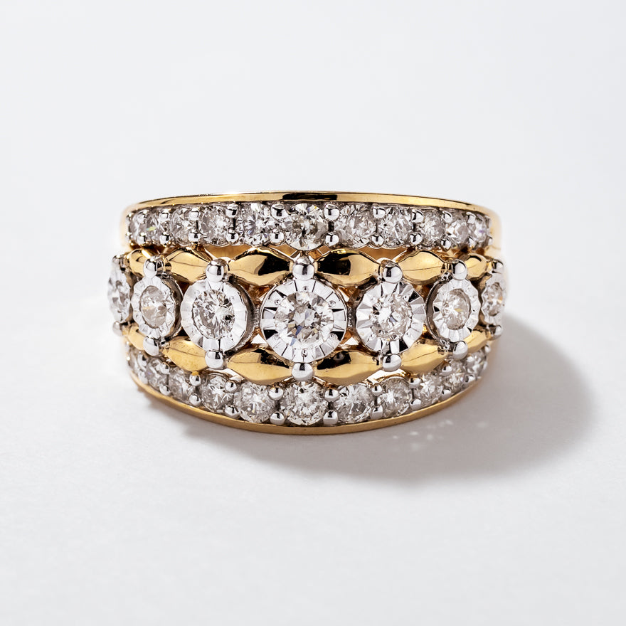 Diamond Dinner Ring in 10K Yellow and White Gold (1.00 ct tw) – Ann ...